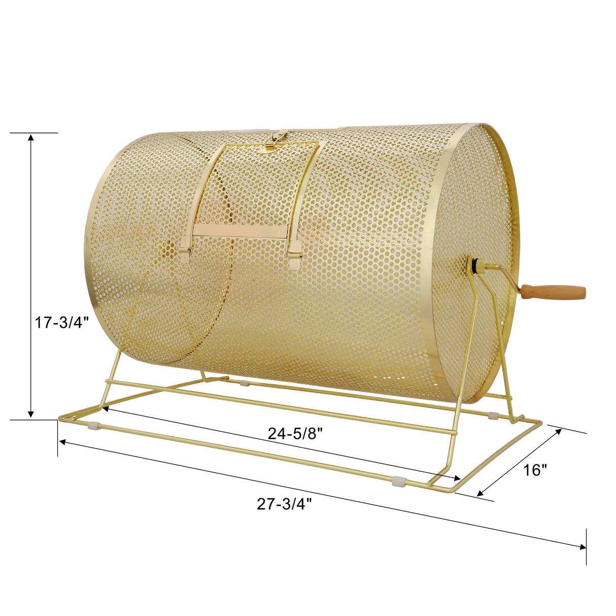 Raffle Drum Holds 10000 Tickets or 300 Ping Pong Balls Metal Lottery Spinning Drawing with Wooden Turning Handle 14.8 x Ø21.26 inch Brass Plated Raffle Spinning Cage for Bingo Ballot