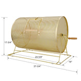 Raffle Drum Holds 10000 Tickets or 300 Ping Pong Balls Metal Lottery Spinning Drawing with Wooden Turning Handle 14.8 x Ø21.26 inch Brass Plated Raffle Spinning Cage for Bingo Ballot