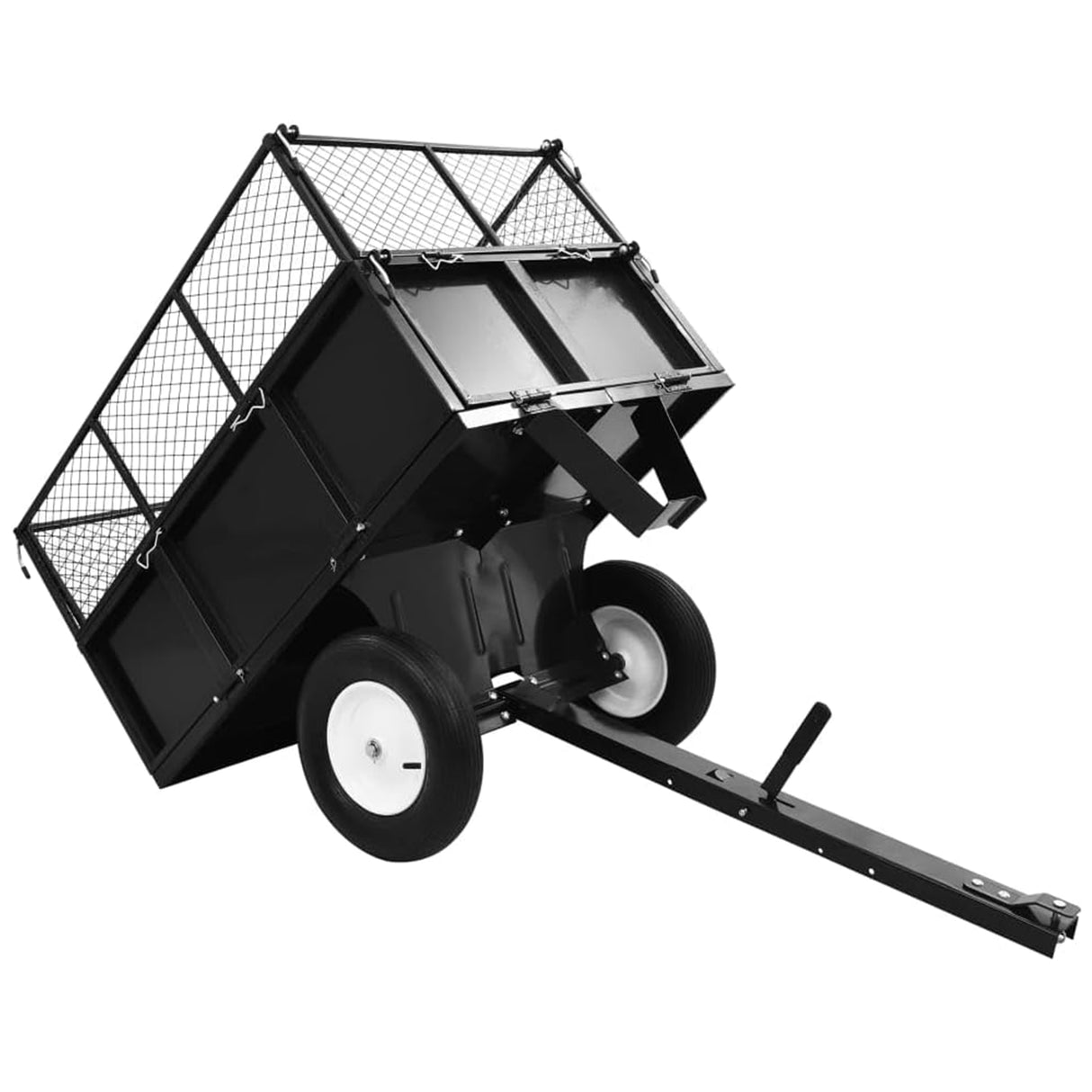 Heavy Duty Lawn Mower Trailer Steel Dump Truck 661.4 Lbs Load Garden Utility na may Matatanggal na Sidewalls para sa Transporting Soil Peat Building Materials Steel