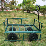 Solid Wheels Tools Cart Wagon Garden Trucks Transport Firewood Green