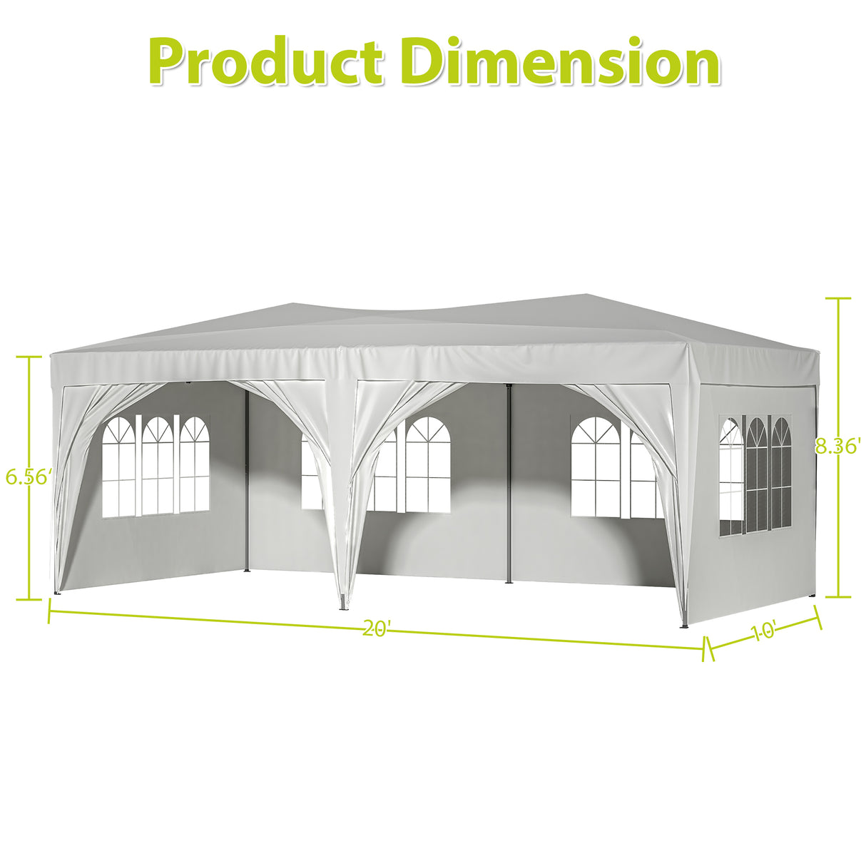 Tenda pieghevole portatile per feste da esterno con baldacchino pop-up EZ da 10'x20' con 6 pareti laterali rimovibili + borsa per il trasporto + borsa per pesi da 6 pezzi Beige Bianco