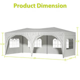 10'x20' EZ Pop Up Canopy Outdoor Portable Party Folding Tent with 6 Removable Sidewalls + Carry Bag + 6pcs Weight Bag Beige White