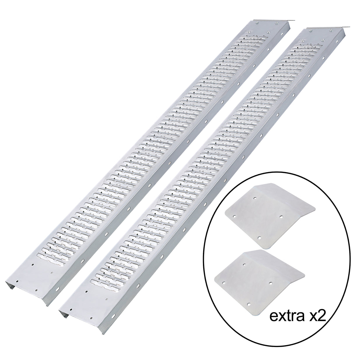 Pack ng 2 77" L 960lbs Capacity Loading Ramp para sa Pickup Trucks Steel Motorcycle Dirt Bike para sa Truck Lawn Mower Snowblower ATV Quad na may 4pcs na Pedal--Silver