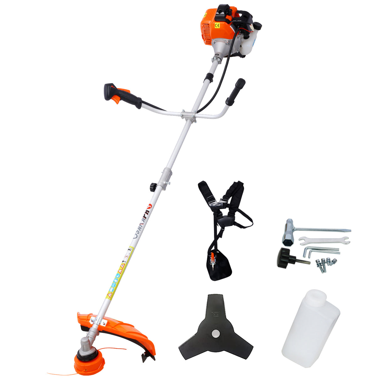 52cc Weed Eater/Wacker Gas Powered 2 in 1 String Trimme na may 10'' Brush Cutter Rubber Handle at Shoulder Strap