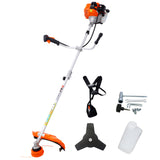 52cc Weed Eater/Wacker Gas Powered 2 in 1 String Trimme na may 10'' Brush Cutter Rubber Handle at Shoulder Strap