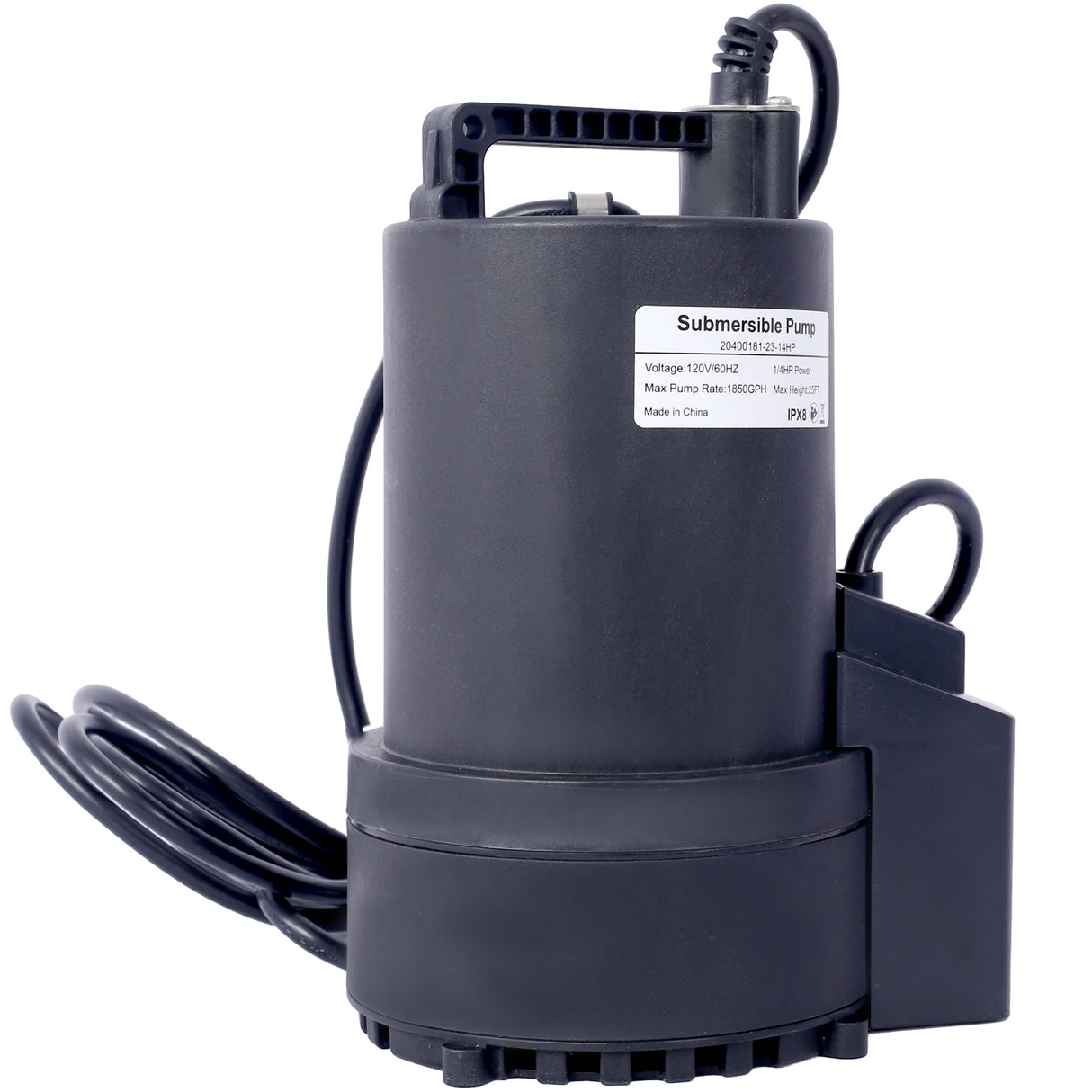 Bomba automática para cubierta de piscina de 1/4 HP, sumergible de 120 V con adaptador de válvula de retención de 3/4, eliminación de agua de 1850 GPH para piscinas, jacuzzis, tejados, camas de agua y más