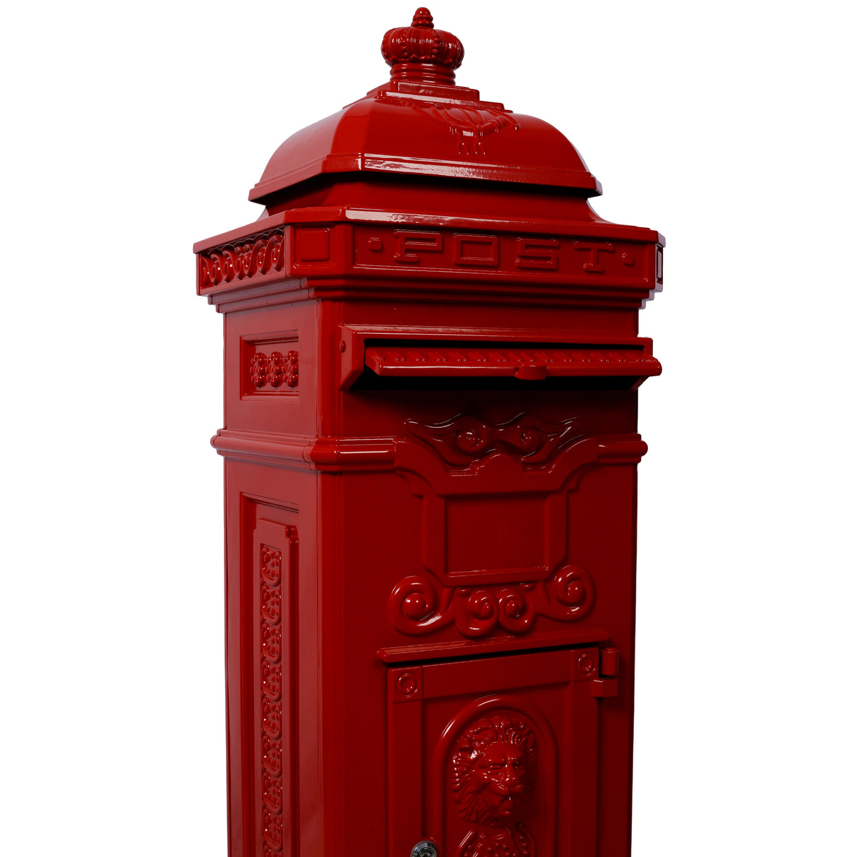 Mailbox Residential The Court Large-Capacity Letter Box Garden Floor Safety Outdoor Rainproof Postbox Statue--Red