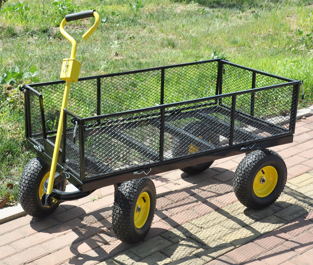 Großer Wagenwagen, Gartenwagen, Transport von Brennholz, maximale statische Belastung 880 lbs, Gelb, Schwarz