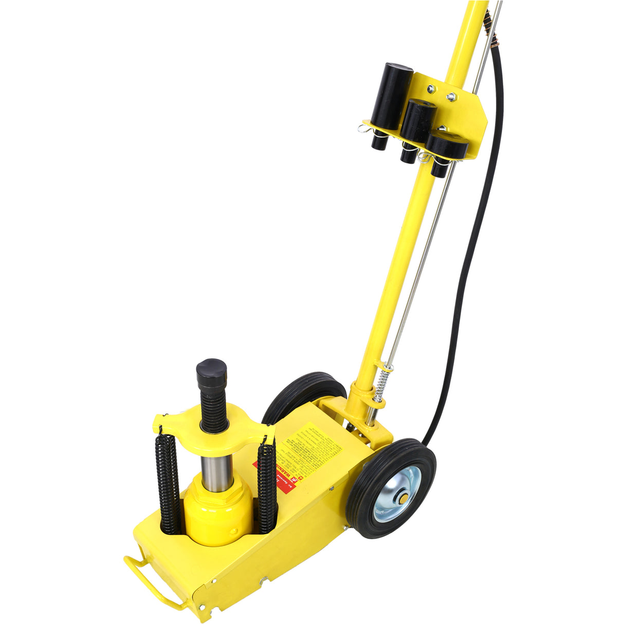 22 Ton Hydraulic Floor Jack Air-Operated Axle Bottle na may 4 Extension Saddle Set Built-in Wheels Yellow