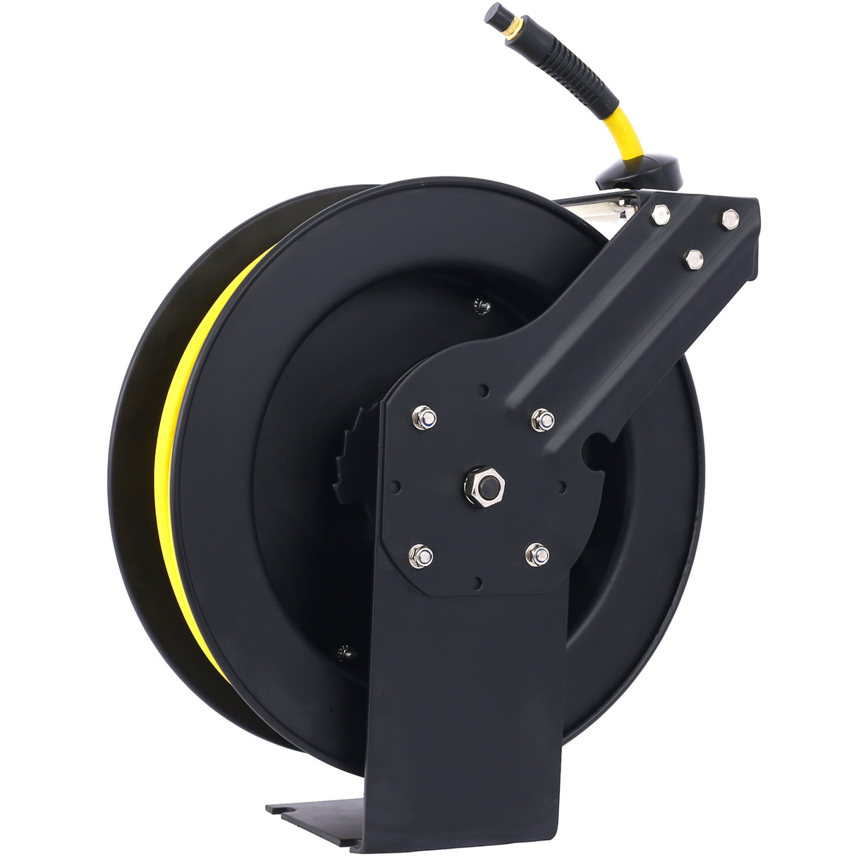 Air Hose Reel Retractable 3/8" Inch x 50' Foot SBR Rubber Max 300PSI Heavy Duty Industrial Steel Single Arm Construction