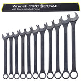 Jumbo Combination Wrench Set Extra Large SAE 1-5/16'' hanggang 2'' Black Oxide na may Pouch na 11 piraso