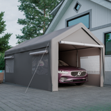 Carport Canopy 10x20 FT Heavy Duty Boat Car Garage na may Matatanggal na Sidewalls at Roll-up Ventilated Windows