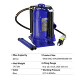 20 Ton Pneumatic Air Hydraulic Bottle Jack with Manual Hand Pump Heavy Duty Auto Truck Travel Trailer Repair Lift