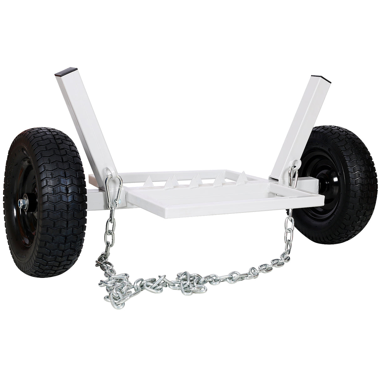 Support de chariot à bûches robuste blanc, capacité de 1 100 lb