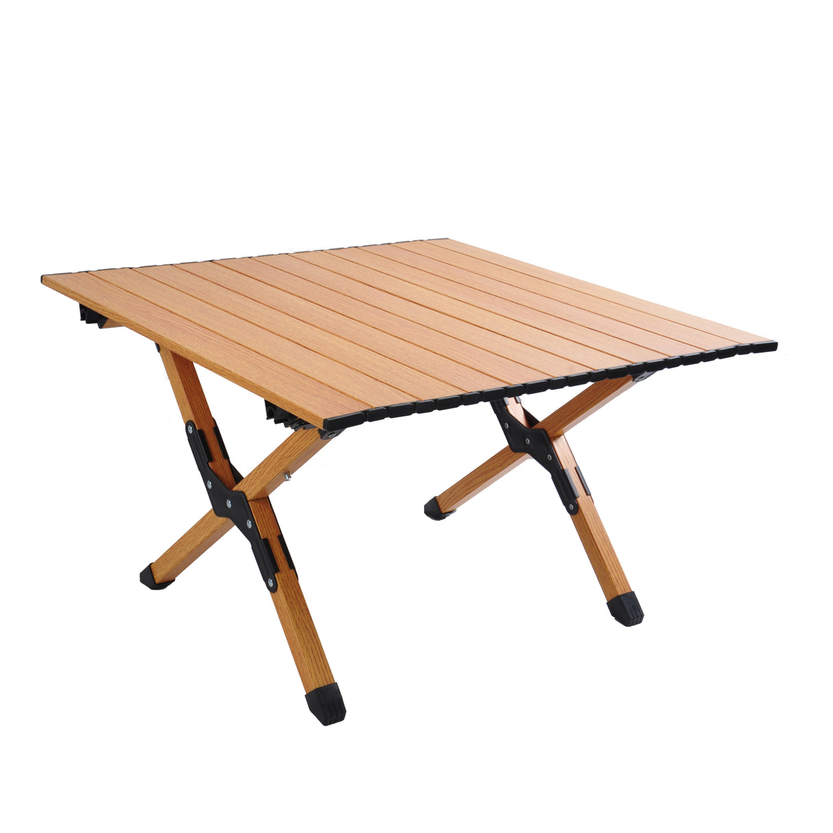 Portable Picnic Table Rollable Aluminum Alloy Table Top with Folding Solid X-shaped Frame