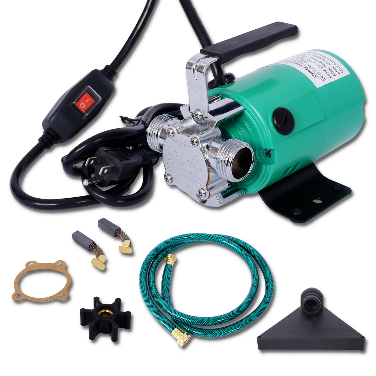 Water Transfer Pump 115V 330 Gallon Per Hour Portable Electric Utility na may ON/OFF Switch at 6' Water Hose Kit Alisin ang Tubig Mula sa Hardin na Hot Tub Pool Aquarium at Higit Pa