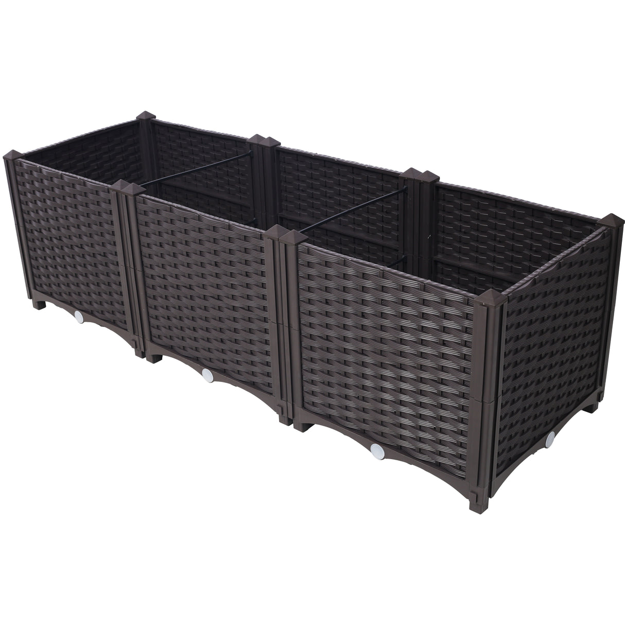 47,2" L X 15,7" D X 14,7" H Diep verhoogd tuinbed Plastic plantenbakken voor groenten, bloemen, kruiden en vetplanten Zelfwater gevend Verhoogd - Bruin