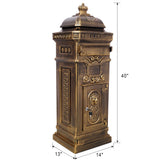 Mailbox Residential The Court Large-Capacity Letter Box Garden Floor Safety Outdoor Rainproof Postbox Statue--Copper