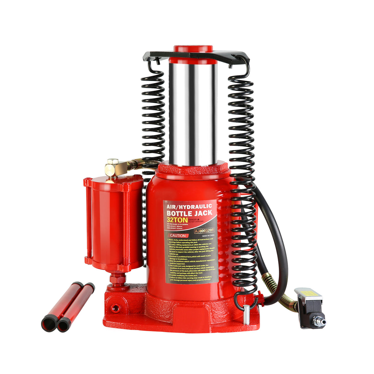 32-Ton Hydraulic Air-Operated Bottle Jack Lift Portable Low Profile Manual Air na may Handle