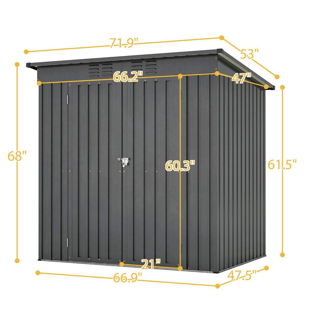 6 x 4 Fuß Outdoor-Lagerschuppen, Allwetter-Werkzeug für Garten, Hinterhof, Rasen, Schwarz