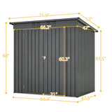 6 x 4 ft Outdoor Storage Shed Lahat ng Weather Tool para sa Hardin sa Backyard Lawn Black