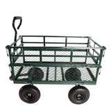 Wagon Cart Garden Trucks Transport Firewood Green Steel 600 lbs Capacity