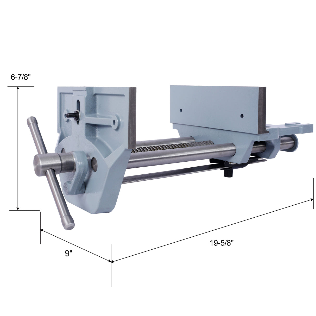 Rapid Action Woodworking Vise Quick Release Lever for Adjustments 9 Inch Jaw Width Made with Heavy-Duty Cast Iron--Gray