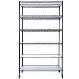 6 Tier 6000lbs Capacity NSF Metal Shelf Wire Shelving Unit Heavy Duty Adjustable Storage Rack na may Mga Gulong at Shelf Liner para sa Commercial Grade Utility Steel Storage Rack Black 84"H x 48"L x 20"D