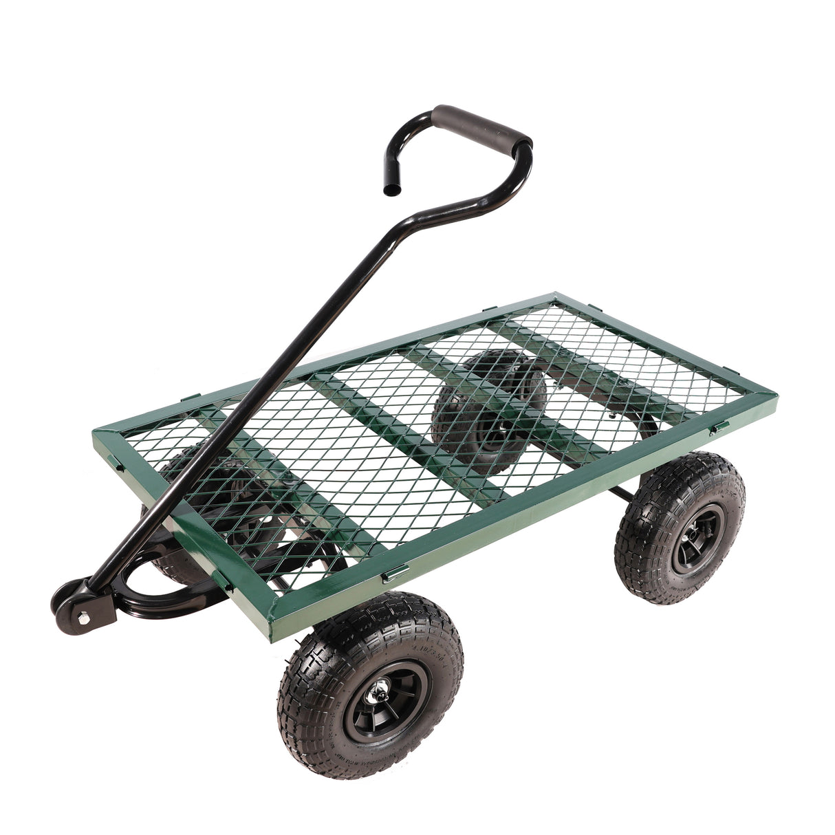 Wagon Cart Garden Trucks Transport Firewood Green Steel 600 lbs Capacity