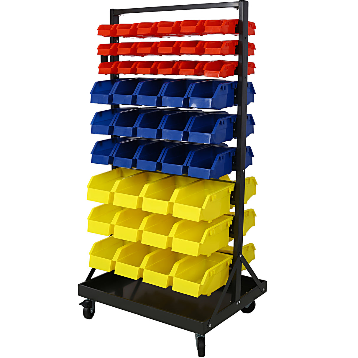 90 Parts Bin Shelving Storage Organizer na may Locking Wheels para sa Shop Garage at Home