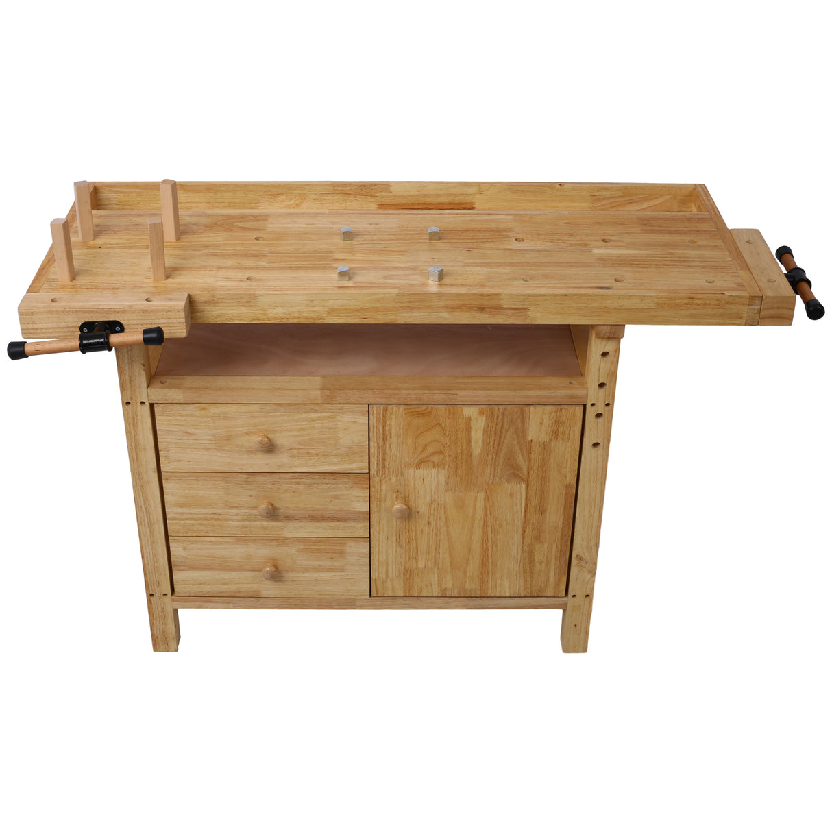 Wooden Workbench for Garage Workshop and Home with Bar Clamps Set 2 pcs 12 inch x 3 inch+ 2pcs 16 inch x 4-3/4" 4pcs Pack