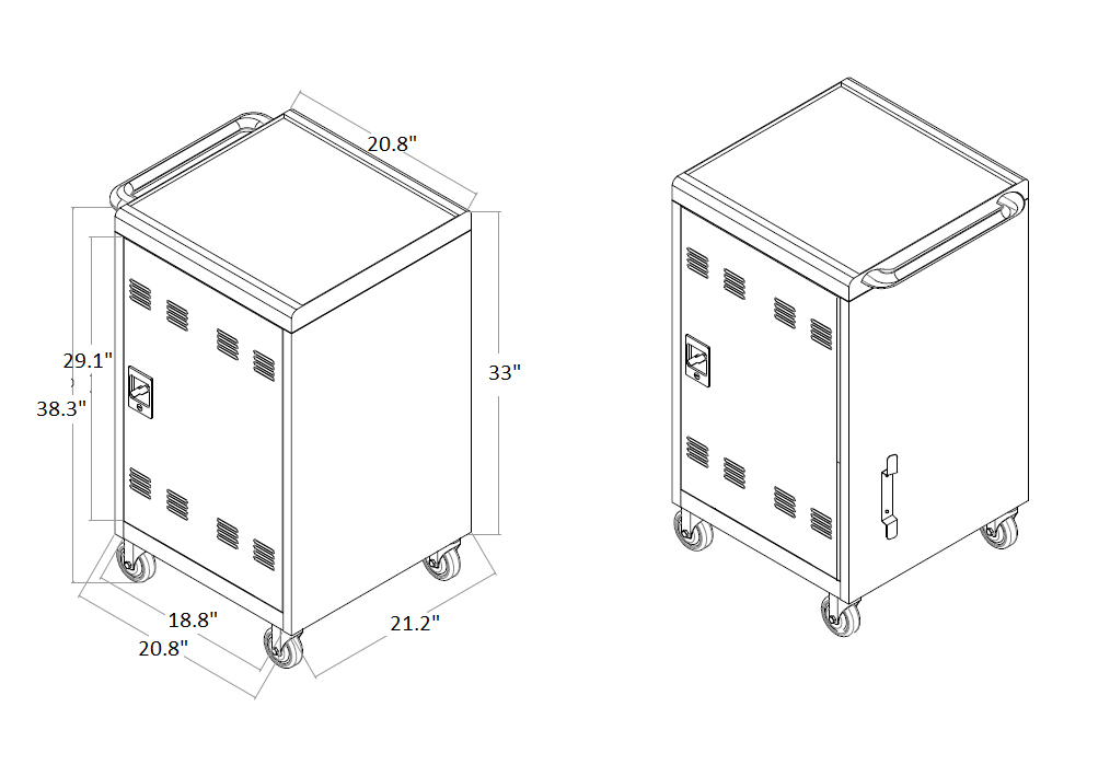 Mobile Charging Cart and Cabinet for Tablets Laptops 35-Device B30PLUS