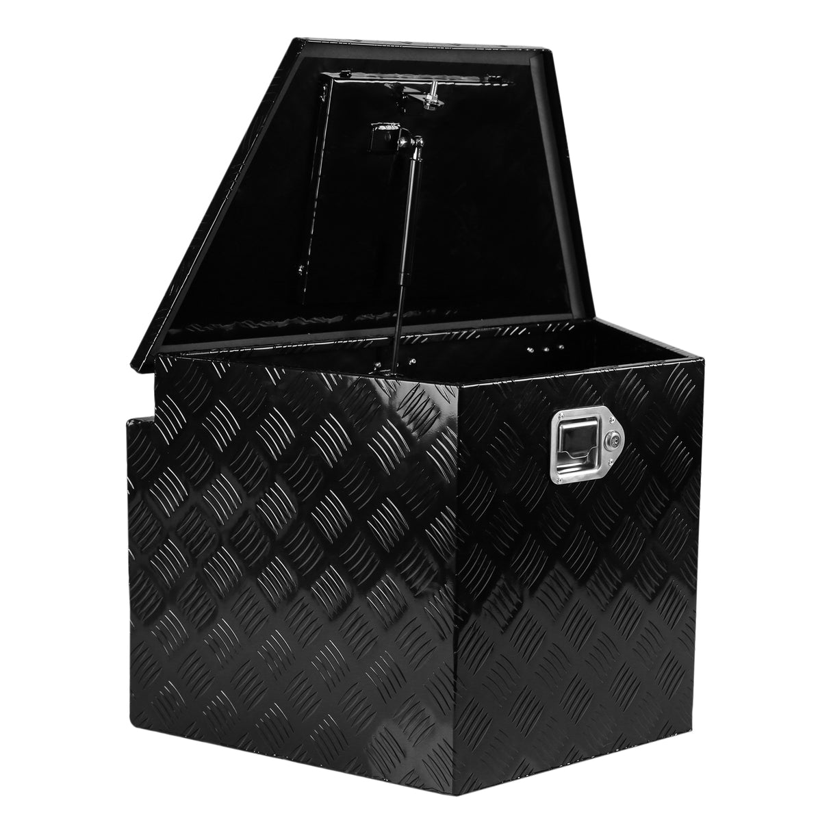 Caja de lengüeta con placa de diamante de aleación de aluminio para remolque, caja de herramientas, almacenamiento resistente con cerradura y llaves, utilidad para camioneta, remolque RV, 28,5 "x 17,7" x 18,5"