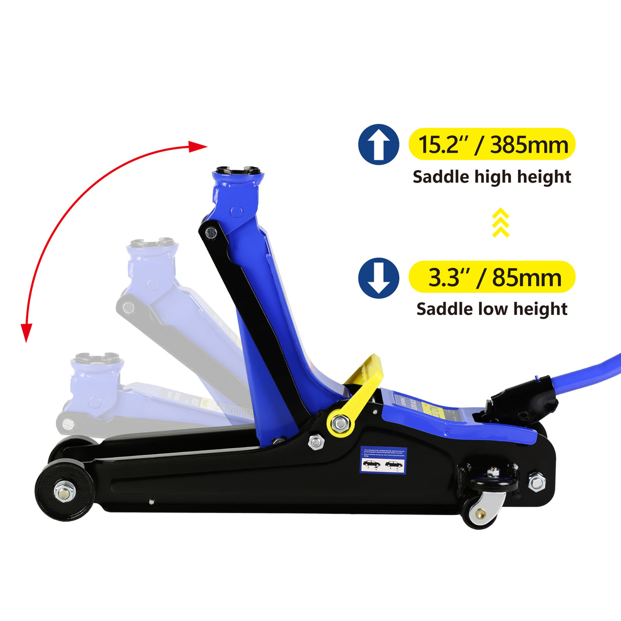 2 Ton Low Profile Floor Jack 3t Stand Tire Repair Kit Heavy Duty Steel Racing with Single Piston Quick Lift Pump Lifting Range 3.3"-15.2"