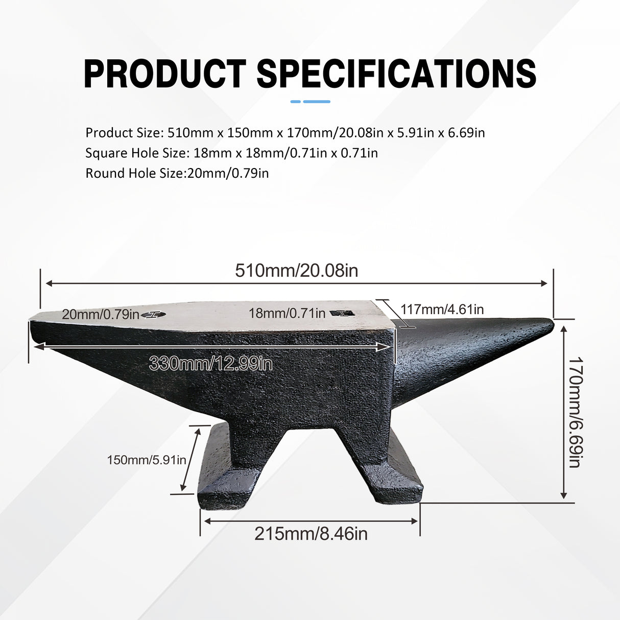 66Lbs Cast Steel Anvil High Hardness Rugged Horn Blacksmith Large Countertop and Stable Base with Round and Square Hole Metalsmith Tool for Bending and Shaping