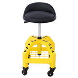 Pneumatische 360 ​​graden draaibare kruk Mechanica Rolling Creeper Seat Heavy Duty Shop met zwenkwielen Geel