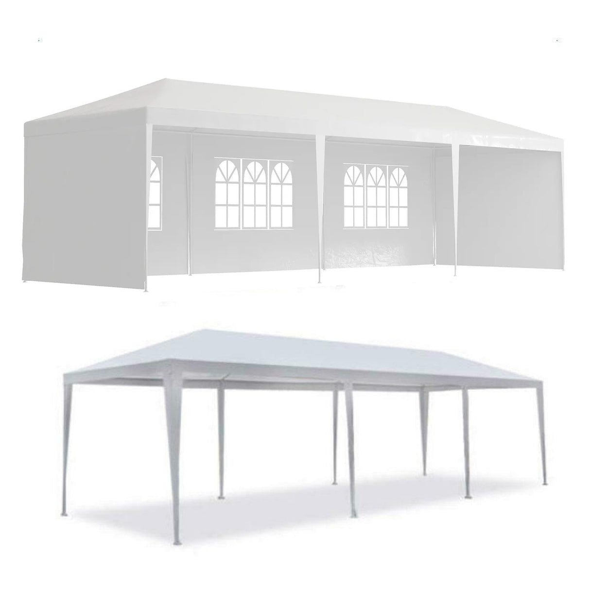 10x30 'buiten tuinhuisje bruiloft tent luifel partytent met 5 verwijderbare zijwanden - wit