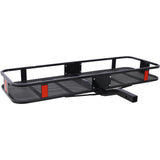 Cesta transportadora de carga con montaje de enganche de 60" x 21" x 6" + bolsa de carga impermeable de 16 pies cúbicos (56" 20" 20") Capacidad de peso de transporte de 500 libras y un brazo plegable con red estabilizadora de enganche y correas