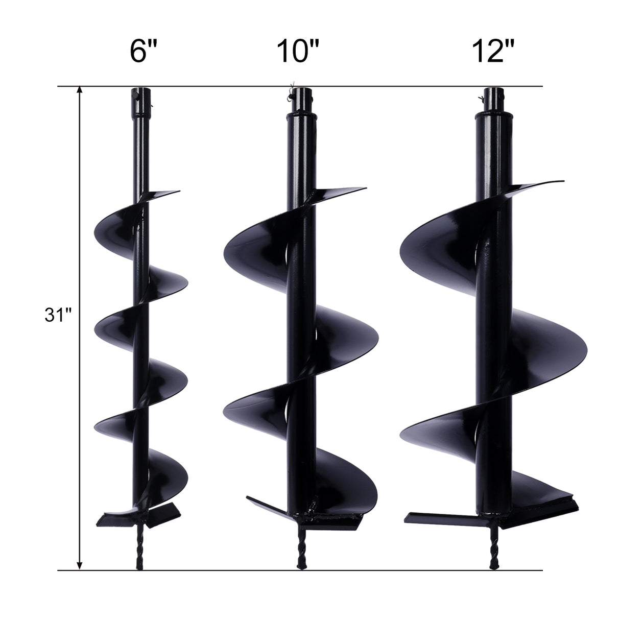 6IN+10IN+12IN borekrone for å plante hull Bulb Sengetøy Grave Post Planteverktøy for 3/4" akselgraver erstatningsbits Jordbit