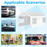 Carport Canopy 10x20 FT Heavy Duty Boat Car Garage with Removable Sidewalls and Roll-up Ventilated Windows White