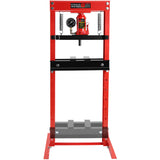 20 Ton Hydraulic Shop Floor Press Steel H-Frame with Plates Adjustable Working Table Stand Jack for Gears and Bearings Red