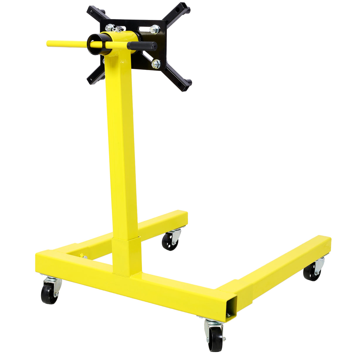 Engine Stand 1250 LBS Capacity 360 Degree Adjustable Mounting Head 4 Ball-Bearing Swivel Caster Wheels Heavy-Duty Square Steel Frame--Yellow