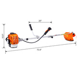 52cc Weed Eater/Wacker Gas Powered 2 in 1 String Trimme na may 10'' Brush Cutter Rubber Handle at Shoulder Strap