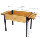 Nakataas na Garden Bed Metal Leg Elevated Wood Planter Box na may Folding Storage Shelf para sa Pagtatanim ng Sariwang Herb Gulay Bulaklak Mahusay para sa Outdoor Patio Deck Balkonahe