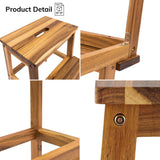 Tabouret à deux marches en bois d'acacia rectangulaire de petite taille, capacité de 250 lb