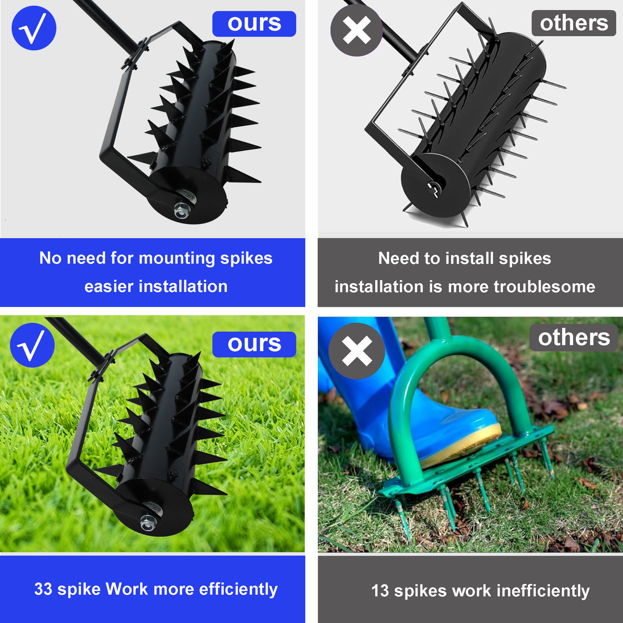 Lawn Aerators Gardens Yards Loose Soil in Farmland Gardening Upgraded Heavy Duty Soil Penetrator Spikes for Grass Patio Yard