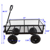 Solid Wheels Tools Wagon Cart Garden Trucks Transport Firewood Black