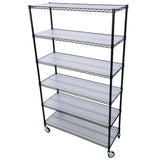 6 Tier 6000lbs Capacity NSF Metal Shelf Wire Shelving Unit Heavy Duty Adjustable Storage Rack with Wheels & Shelf Liners for Commercial Grade Utility Steel Storage Rack Black 84"H x 48"L x 20"D