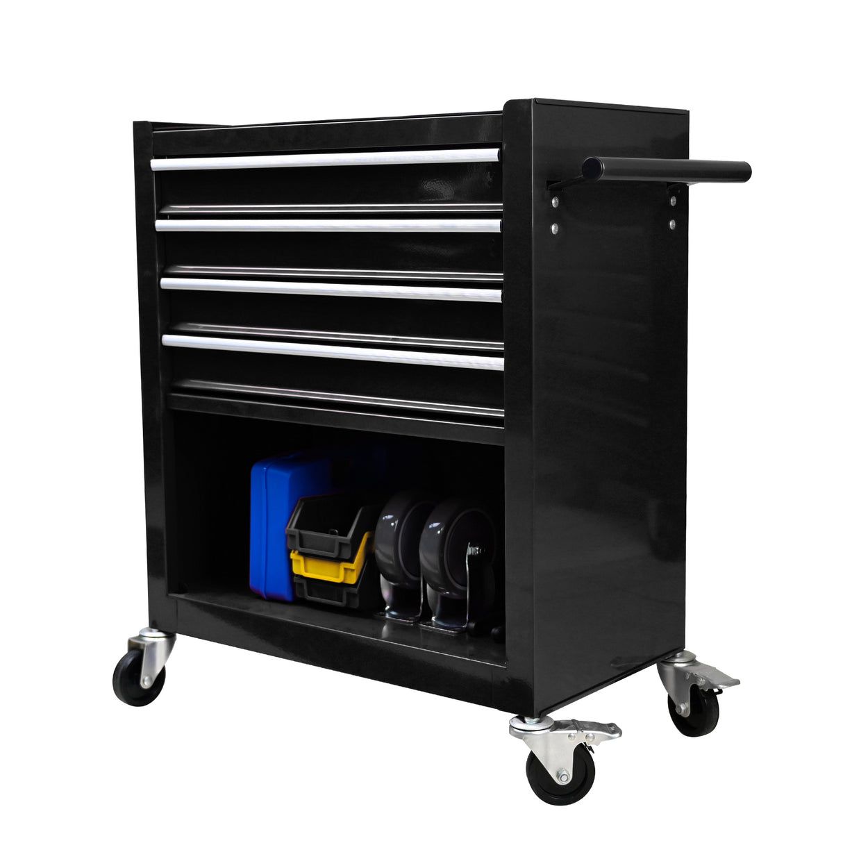 4 Drawers Multifunctional Tool Cart With Wheels Black