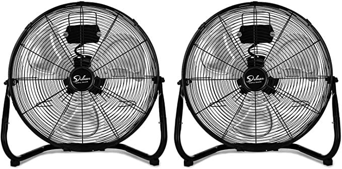 2 Pack Simple Deluxe 18 Inch 3-Speed ​​High Velocity Heavy Duty Metal Industrial Floor Fans Tahimik para sa Bahay Commercial Residential at Greenhouse Use Outdoor/Indoor Black